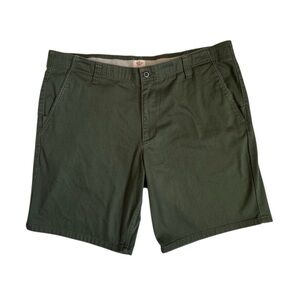 Dockers Army Green Shorts Flat Front 100% Cotton Classic SZ 40
